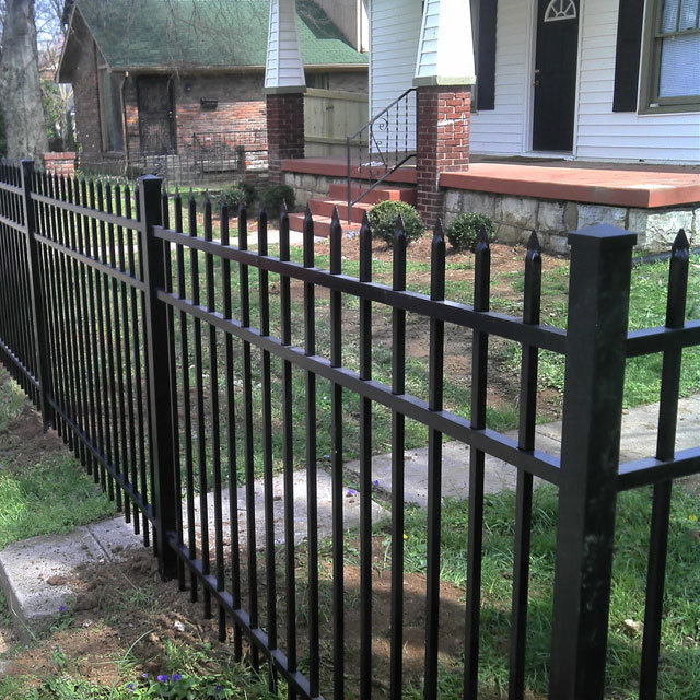 Powder Coated Black Galvanized Commercial Decorative Steel Metal Fence