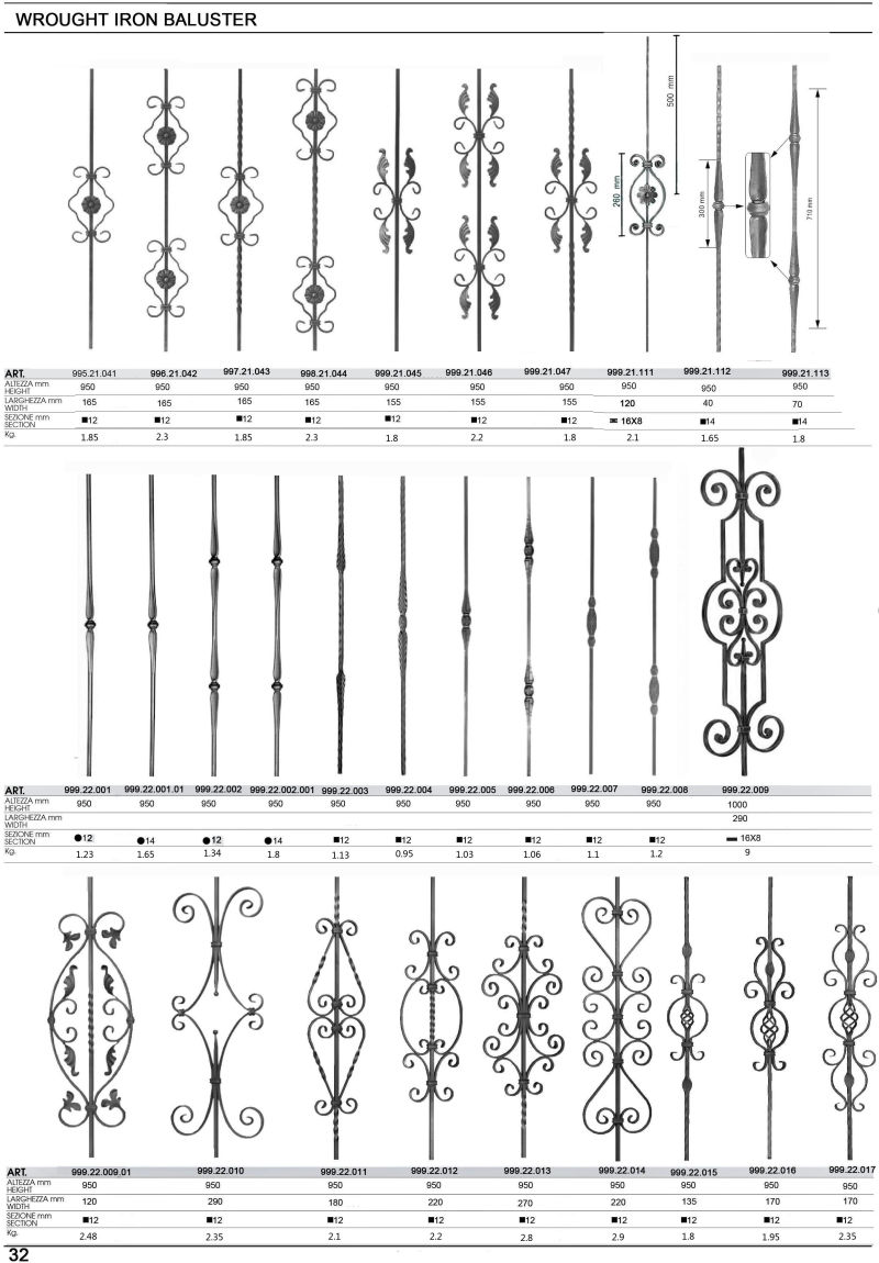 Iron Balcony Fence Baluster Forged Iron Picket Spindle Stair Railing