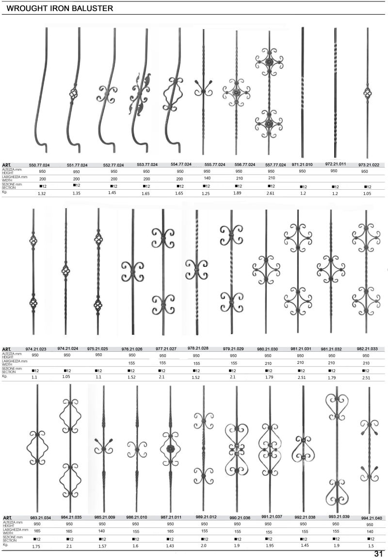Iron Balcony Fence Baluster Forged Iron Picket Spindle Stair Railing