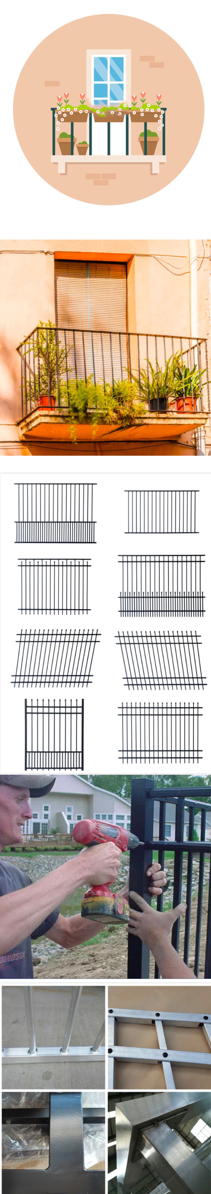 Customized Flat Top Fence Both Aluminum Fence / Galvanized Steel Fence/ Wrought Iron Fence