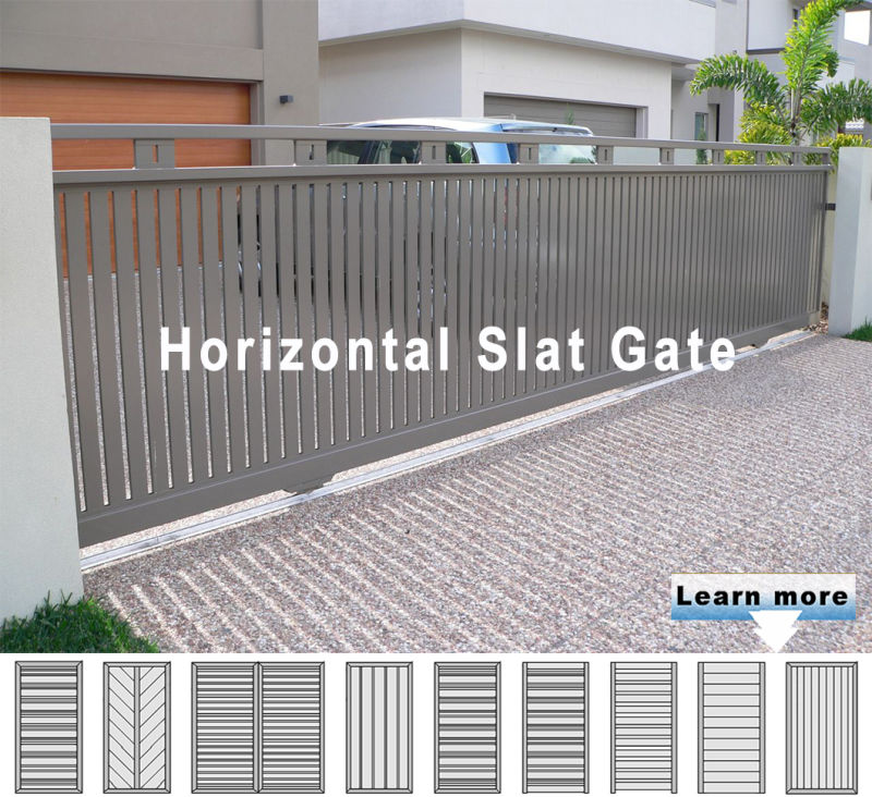 Aluminium Slat Fence Sliding Gate Double Gate