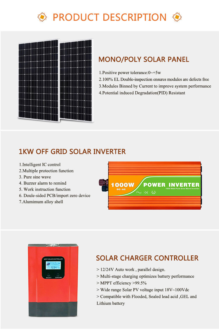 Easy Install off Grid Home Solar Energy Complete System 1kw 2kw 3kw Home Solar Power System