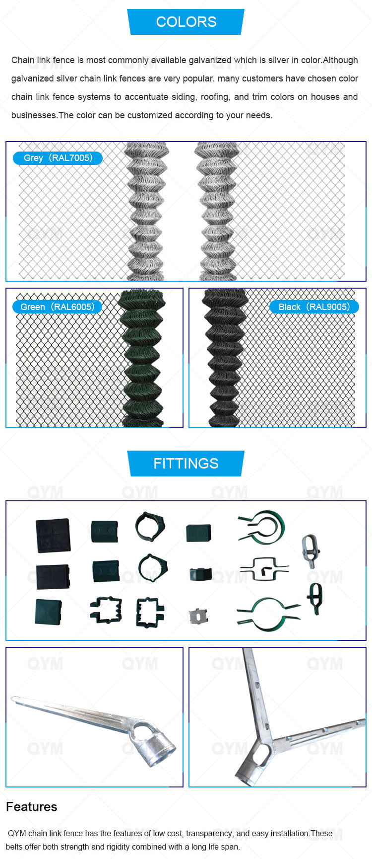 Removable Chain Link Fence /PVC Coated Decorative Chain Link Fence