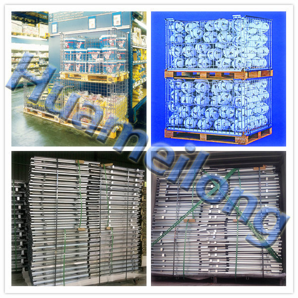 Euro Storage Collapsible Steel Metal Galvanized Wire Mesh Pallet Container