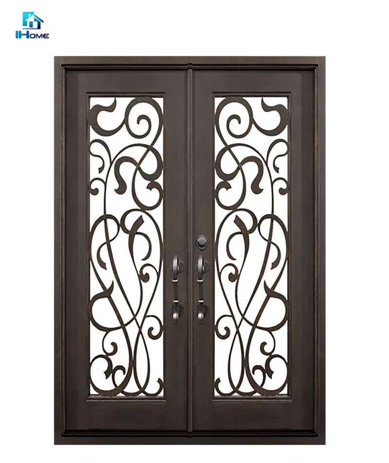 Wrought Iron Door with Window Mesh Design