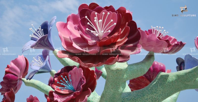 Flower Tree Stainless Steel Sculpture with Lacquer Coated