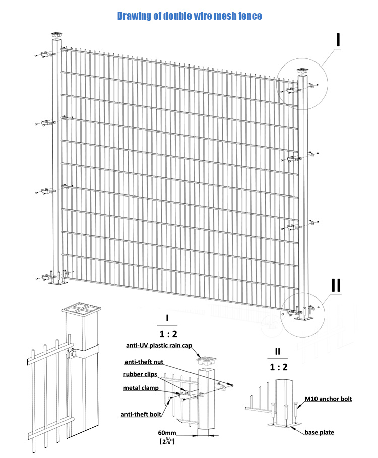 Factory Galvanized Wire 868 Double Wire Fence 2D Panels