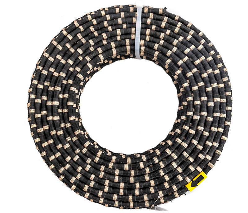 Rubber+Spring Coated Wall Cutting Diamond Wire with Sintered Beads