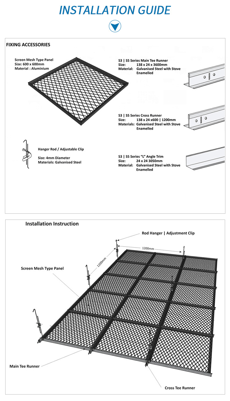 Grid Tiles Aluminium Metal Mesh Panel Building Decoration Material
