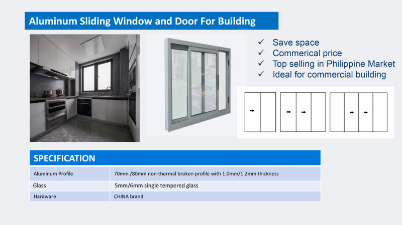 Metal Window Low-E Glass Sliding Windows Aluminum Window