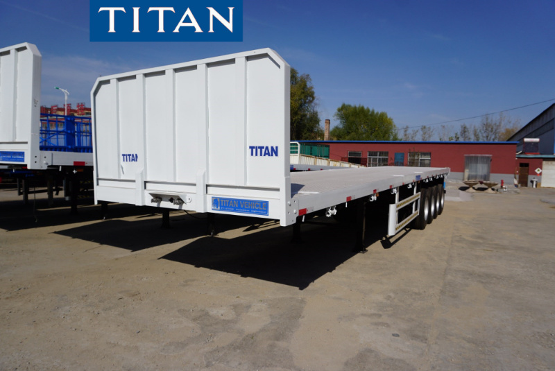 3 Axles Front Wall High Bed Tractor Truck Trailer/Cargo Trailer Manufacturers 3 Axle Flatbed Trailers Front Wall Flatbed Semi Trailer for Sale