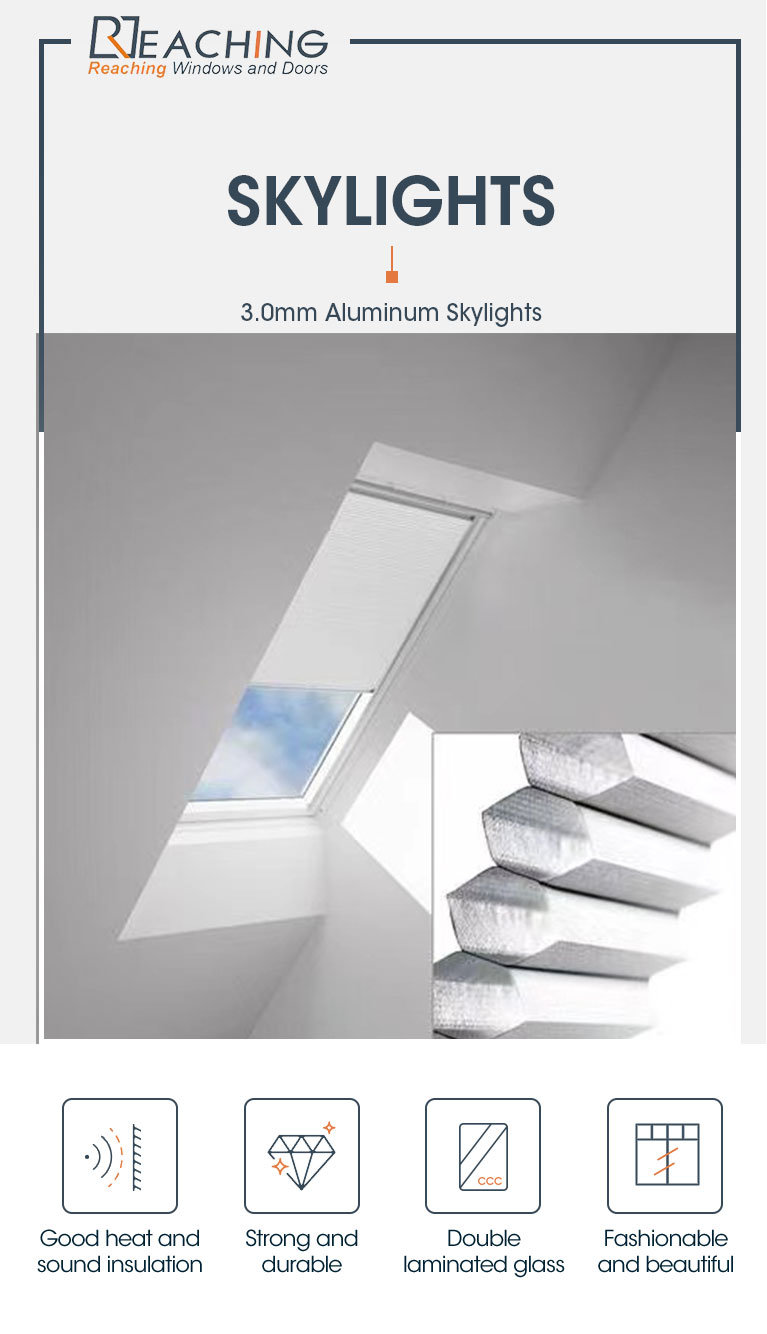 Best Price Aluminum Automatic Skylight Triple Glass with Build-in Mesh