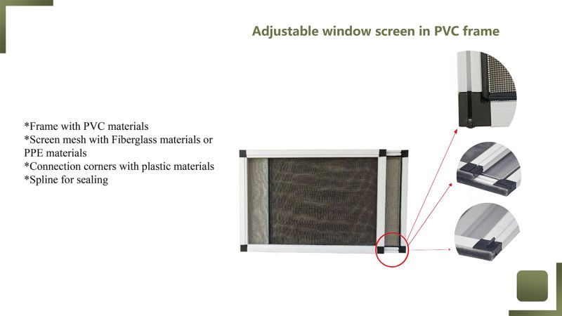 PVC Frame Retractable Fly Screen Adjustable Window Screen