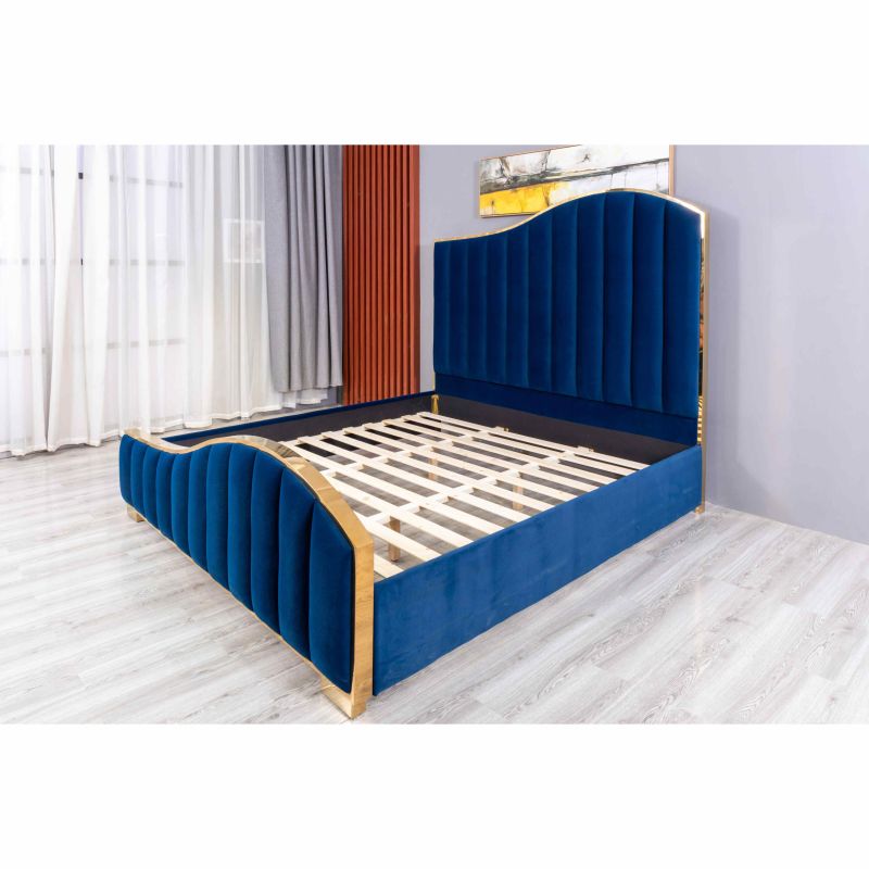 Upholstered Bed with Channel Tufting Leather Bed Chinese Furniture