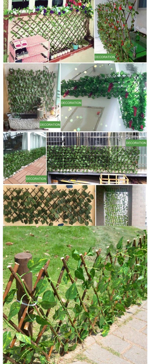 Customized Decorative Indoor Artificial Fence Hedge Plastic Greenery Leaf Fence
