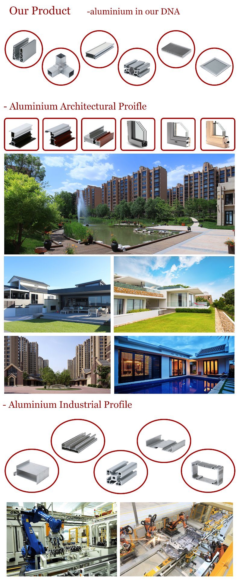 Aluminum/Aluminium Powder Coating Profiles for Window/Doors