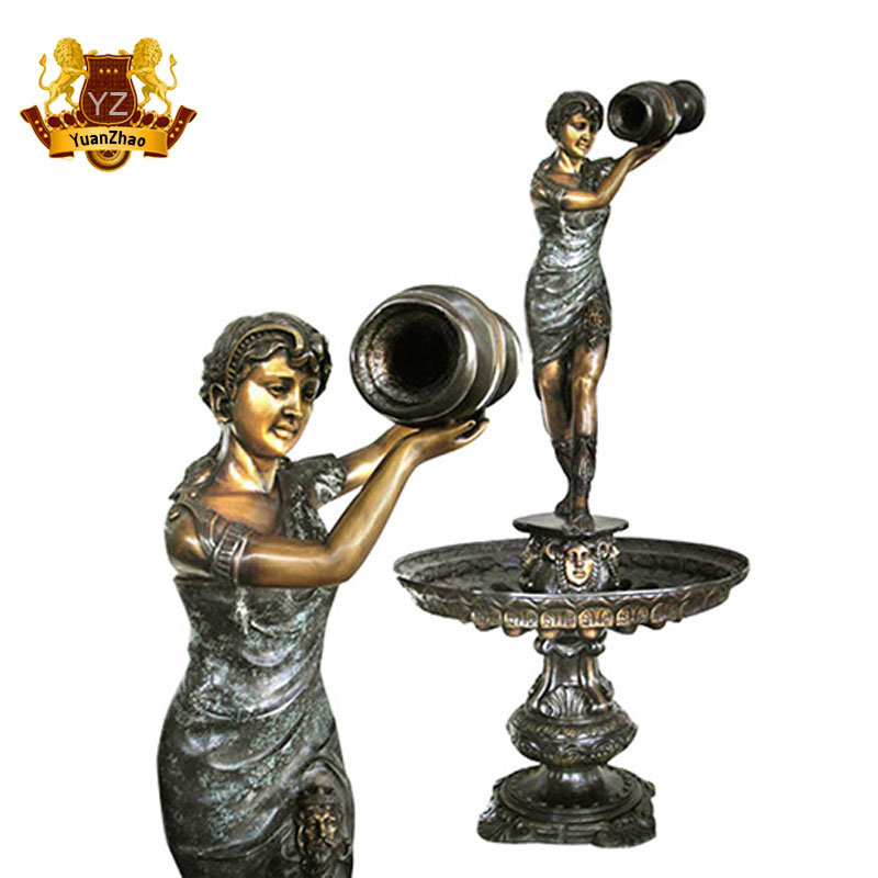 Bronze Lady Fountain Casting Bronze Nude Woman Water Fountain