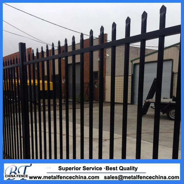 Steel Black Pointed Top Ornamental Security Steel Fence