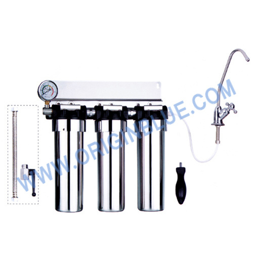 Stainless Steel 3 Stages Water Filter with Pressure Gage