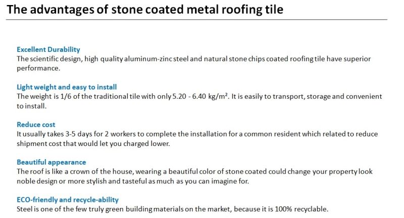 New Building Material Stone Coated Metal Roof Tile Fire Resistance Stone Coated Metal Roman Roof Tile