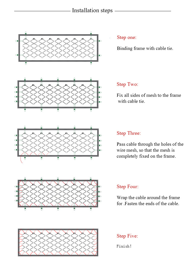 Inox Security Screen Mesh Stainless Steel Wire Rope Mesh