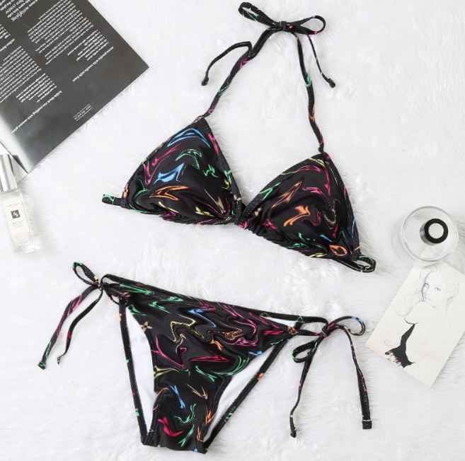 Stylish Sexy Slimming Bikini with Triangular-Strap Split Swimsuit