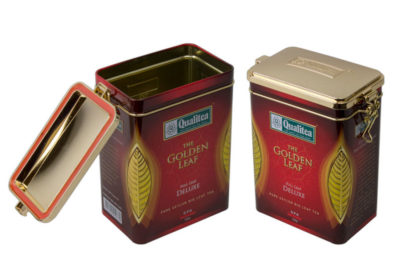 Coffee Tin Can, Coffee Box, Rectangular Tin, Tea Tin Box with Airproof Lid