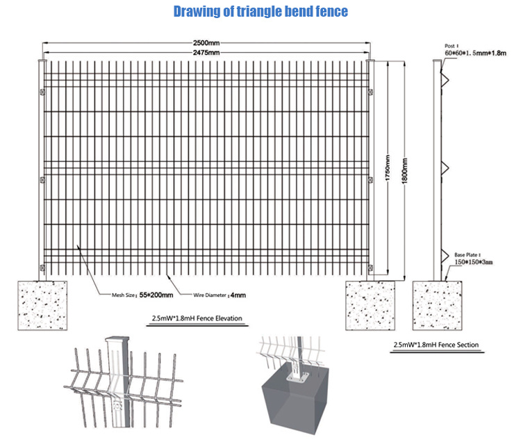 Triangle Bend Welded Wire Fence Mesh