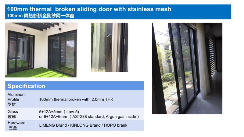 Aluminum Profile Aluminum Sliding Door with Mesh Australian Standard Door
