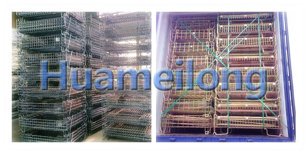 Stackable European Type Collapsible Galvanized Wire Mesh Bin for Auto Industry