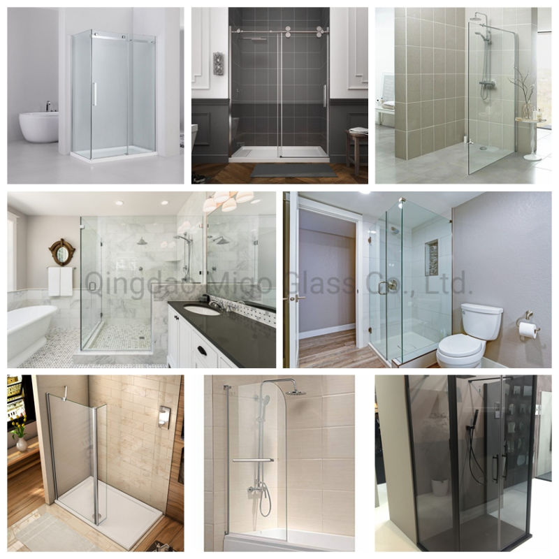 Decorative Screen Printed Glass Shower Room, Tempered Shower Glass Panels