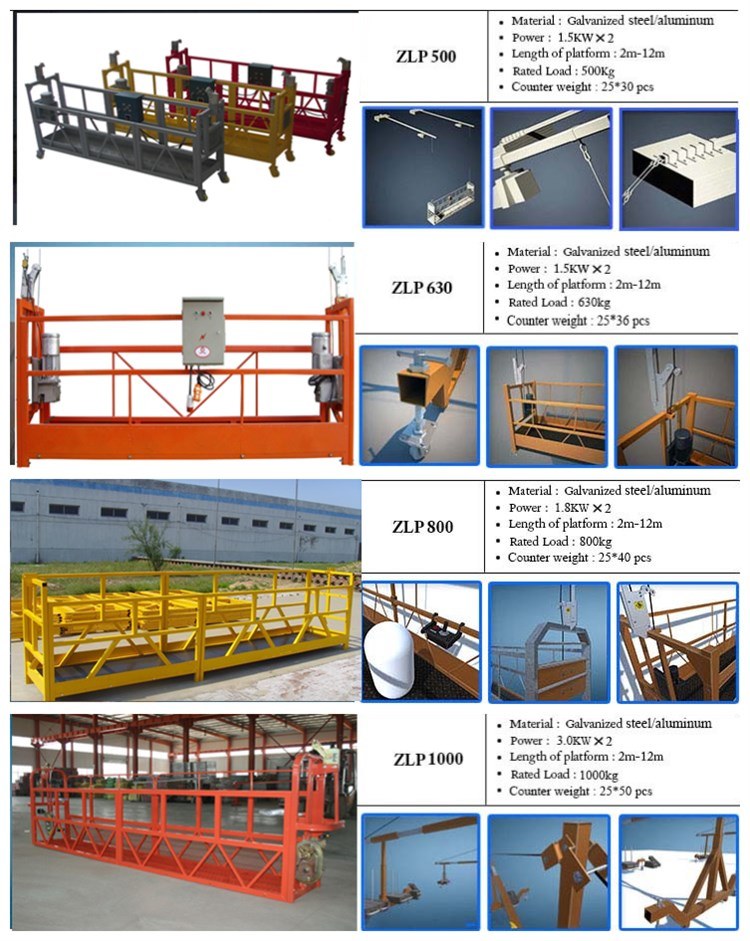 Aluminum Alloy Steel Suspended Platform Wall Gondola for Windows Installation Cleaning