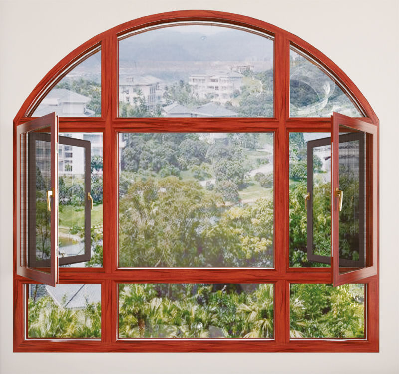 Construction Material Arch Window with Aluminum Frame