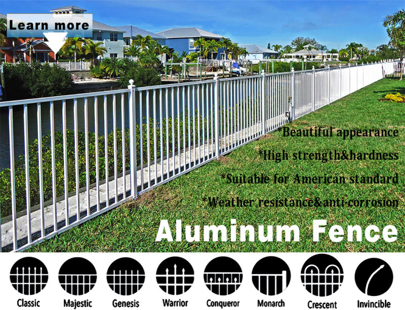Black Aluminum Fence Flat Top Fence Security Fence for Pool
