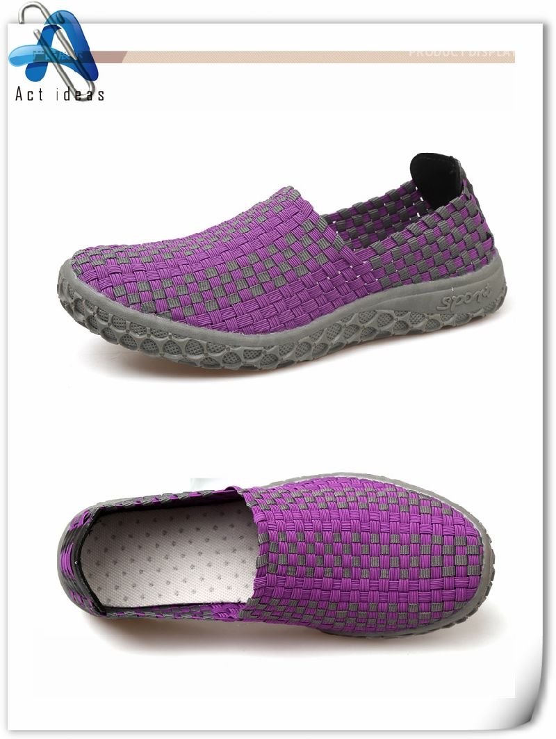 Summer Woman Casual Shoes Knit Elastic Shoes Handmade Woven Shoes