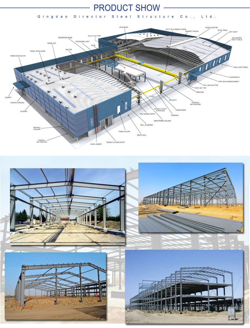 Clear Span Galvanized Steel Fabric/Fabricated Prefab/Prefabricated Warehouse Building