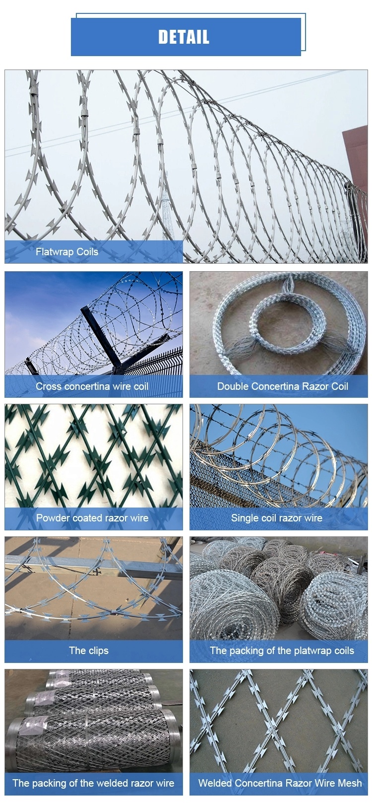 Razor Wire/Galvanized PVC Coated Concertina Razor Wire/Barbed Razor Wire