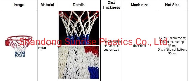 Basketball Net/Sports Net/PP Net/Polyster Net/Nylon Net/Plastic Net