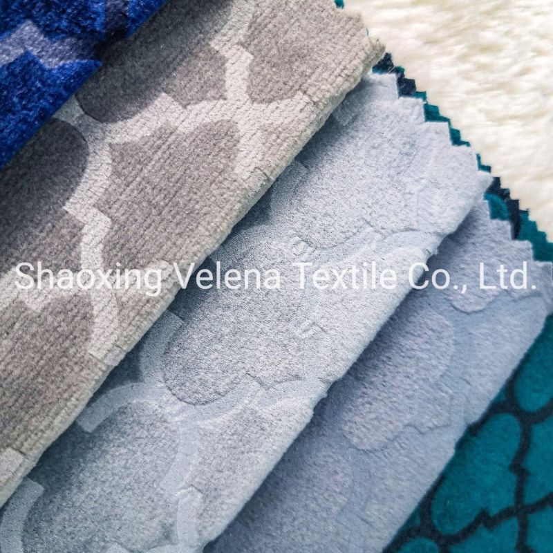 New Arrival Polyester Fabric Holland Velvet with Glue Emboss / Bronzing Upholstery Furniture Textile Fabric for Sofa, Curtain Fabrics
