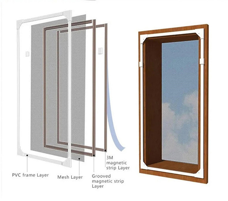 DIY Magnetic Insect Screen Window PVC Window Screen Frame Magnetic Strip Screen Window
