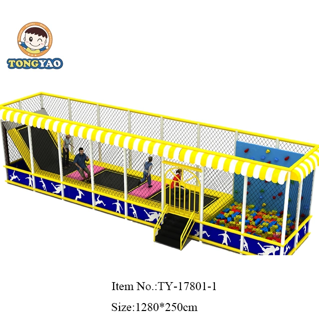 Mini Fun Kids Indoor Trampoline with Climbing Wall and Protective Net