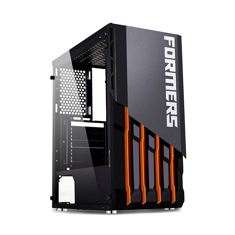 Iron Net Front Panel PC Gaming Computer ATX Case with Black Tempered Glass Side Board
