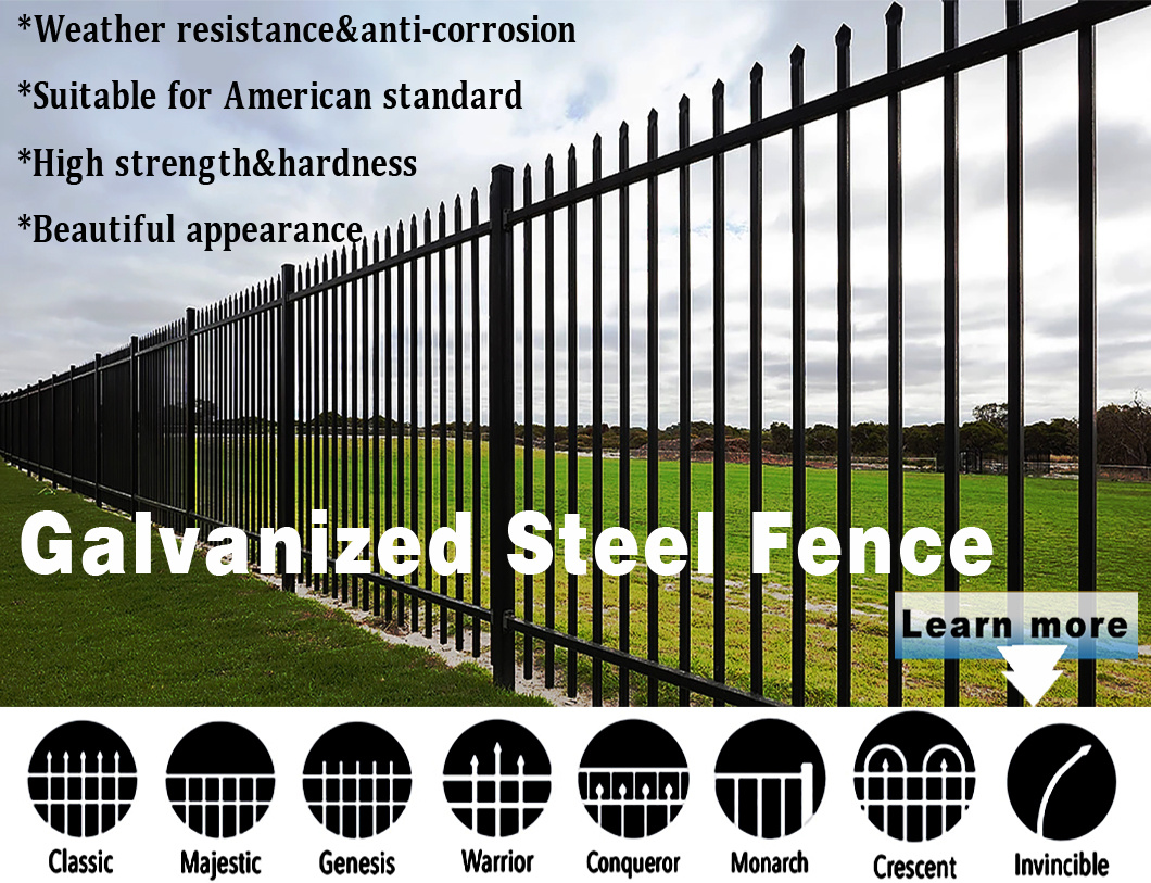 Powder Coated Galvanized Steel Fence Ornamental Fence Steel Fence Fencing