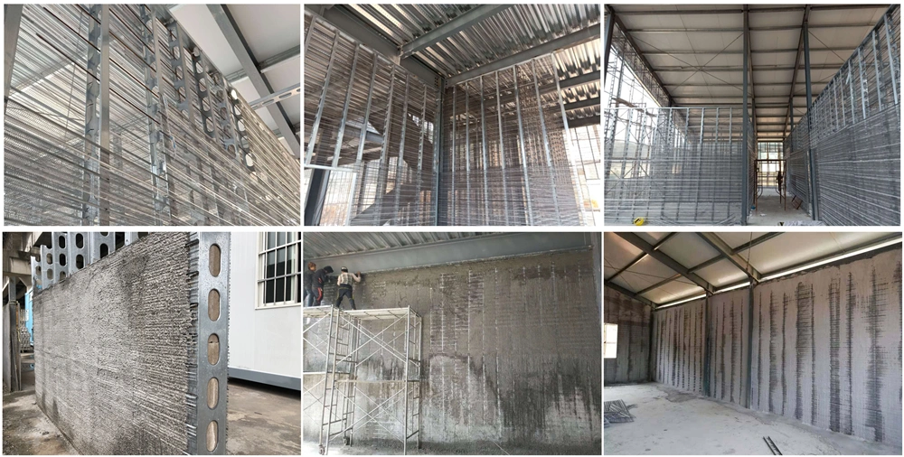 Mesh Form and Granulated Concrete Wall System Steel Structure Building House