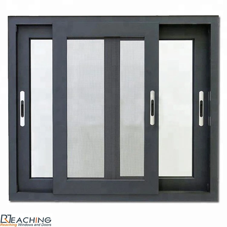 Au Building Material Aluminum Sliding Window Metal Glass Window with Mesh