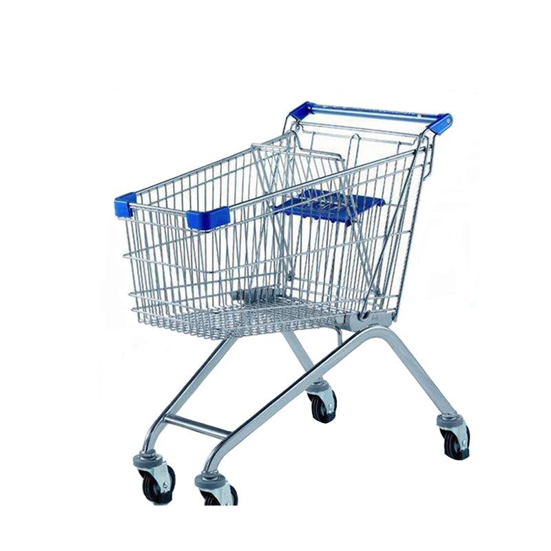 Black Metal Portable Supermarket Foldable Shopping Trolleys