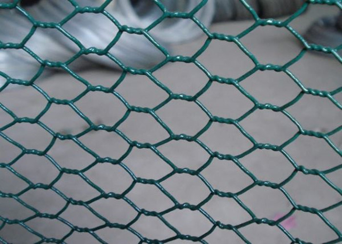 PVC Coated Green Hexagonal Wire Mesh / Duck Wire Net 2''-1/2'' Stock Sell