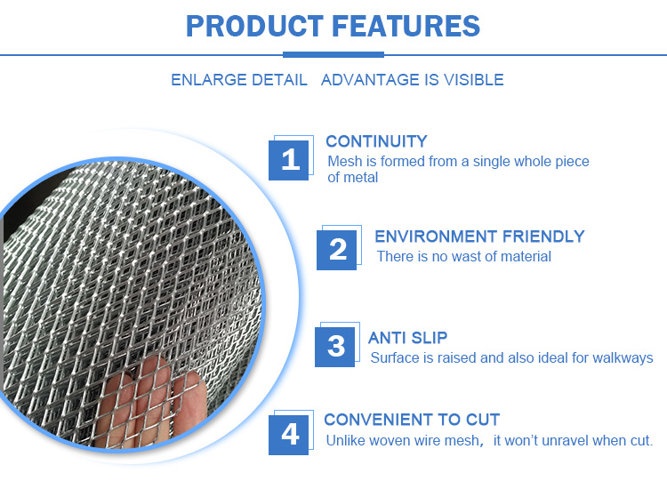 Expanded Metal Mesh Q195 Sheet Stainless Steel Sheet 304 316 45% or 60% Open Area
