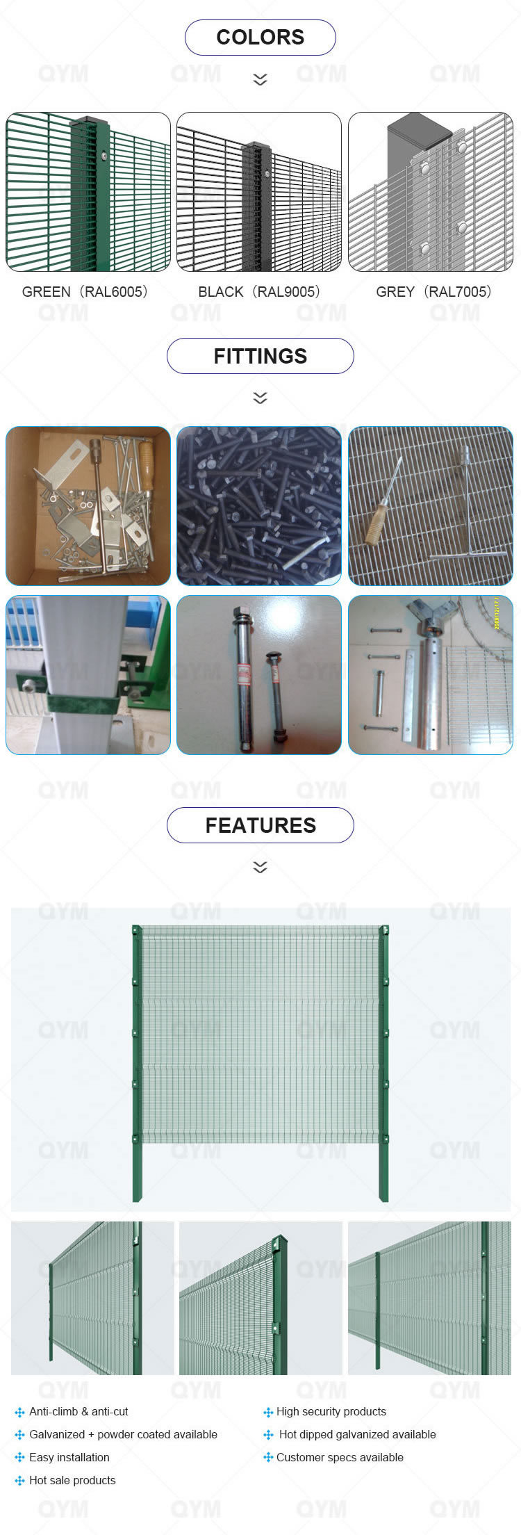 High Security 358 Fence Welded Wire Mesh Fencing