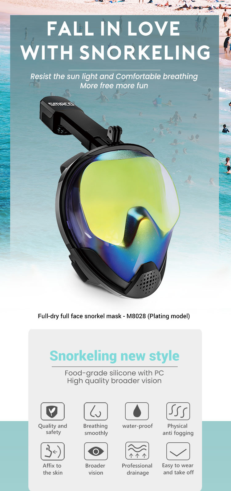 2020 Hot Sales Scuba Diving UV-Resistant Snorkeling Mask Diving Equipment